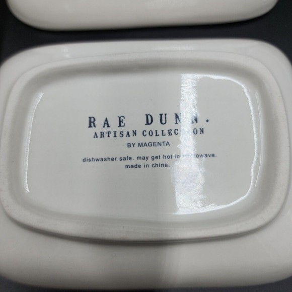 Rae Dunn Snack Set Eat Nibble Taste Dishes Plus Tray Magenta 4 Piece - Picture 6 of 8